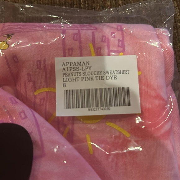 APPAMAN girls Peanuts Slouchy Sweatshirt Light Pink Tie Dye - Picture 8 of 11